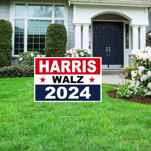 Harris Walz 2024 Yard Sign, Kamala Harris President Tim Walz Vice President 2024 Yard Sign, 18" X 12" Double-Sided Sign, Metal H-Stake