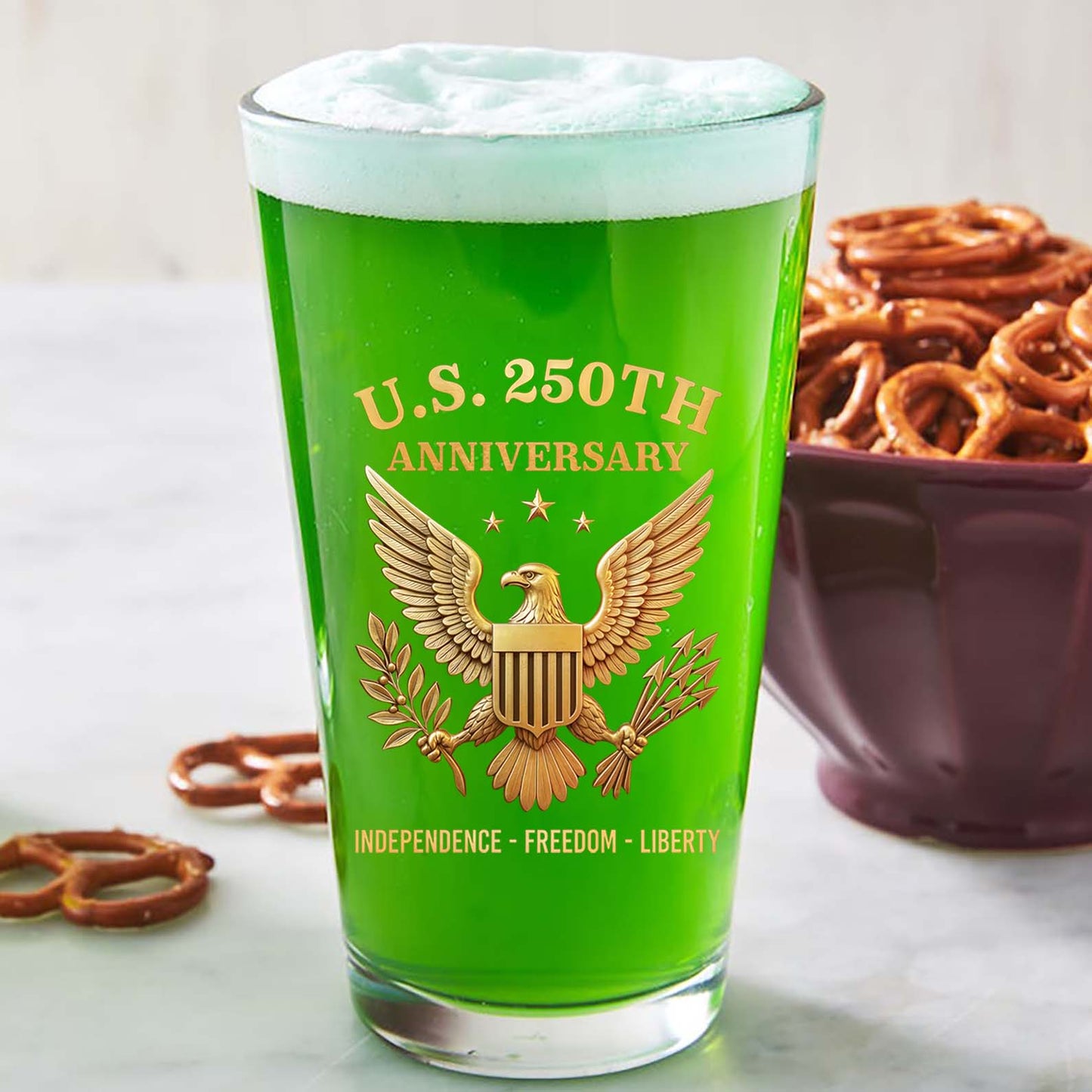 U.S. 250 Years Anniversary Whiskey Glass | Happy 250th Birthday America | Independence Day Gift | Patriotic 4th of July Whiskey Glass Beer Glass 682714