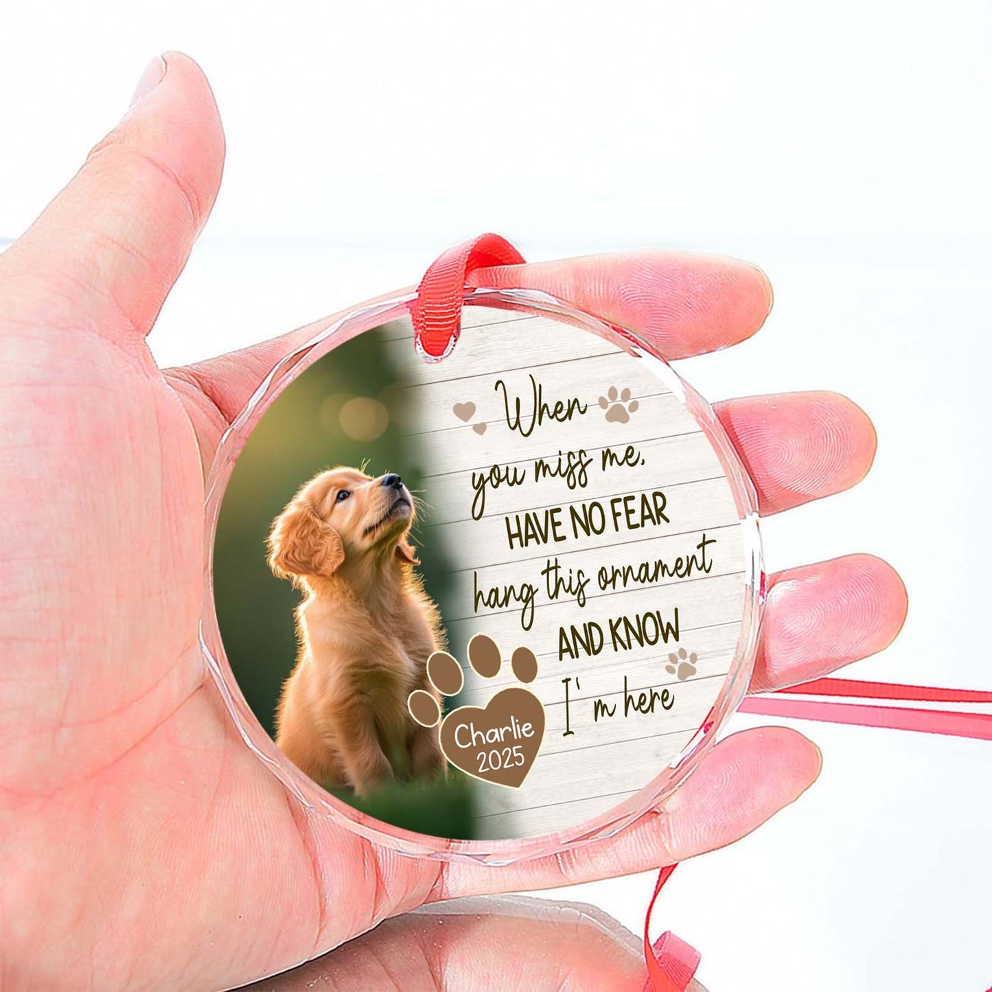 Personalized When You Miss Me Pet Memorial Glass Ornament | Custom Pet Photo Glass Ornament | Dog Cat Loss Remembrance Gift Keepsake 682722