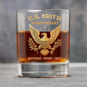 U.S. 250 Years Anniversary Whiskey Glass | Happy 250th Birthday America | Independence Day Gift | Patriotic 4th of July Whiskey Glass Beer Glass 682714