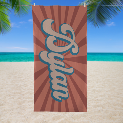 Personalized Retro Beach Towel, Custom Name Pool Towel, Bachelorette Party Favor, Summer Beach Gift 685578