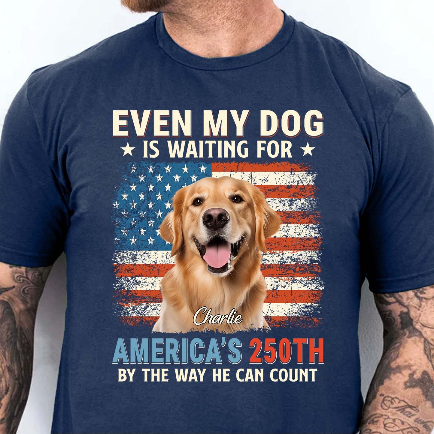 Personalized America 250th Anniversary Dark Shirt | Custom Dog Cat Photo Shirt, Patriotic Tee 684498