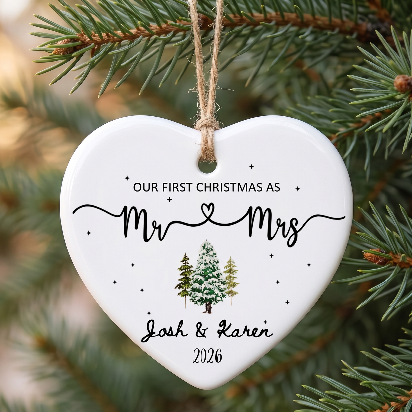 Personalized Our 1st Christmas As Mr & Mrs Ceramic Ornament, Custom Couple Christmas Keepsake Gift 685763
