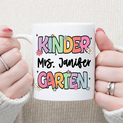 Personalized Kindergarten Teacher Mug | Back to School White Mug Accent Mug | Custom Mug for Teachers 682576
