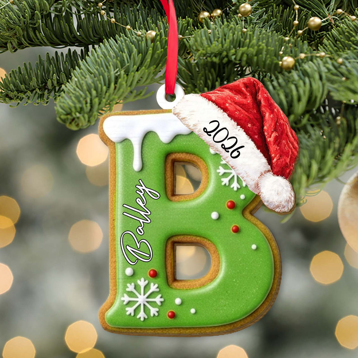 Personalized Gingerbread Letter Wooden Ornament, Christmas Tree Keepsake 685988