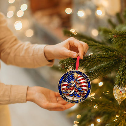 Personalized USA 250 Years Of Freedom Acrylic Ornament, Custom Family Name Ornament, Patriotic Christmas Decor 685891 WFD