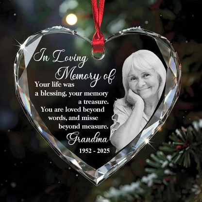 Custom Photo Memorial Glass Ornament, In Loving Memory Ornament, Memorial Christmas Gift For Family 686213