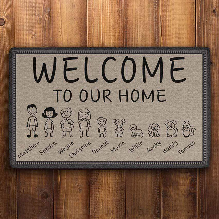 Personalized Stick Figure Family Doormat