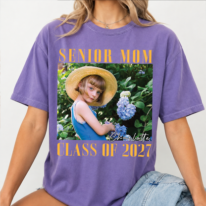 Custom Photo Senior Mom Comfort Colors Shirt, Class Of 2027 Shirt, Personalized Graduation Gift 685635