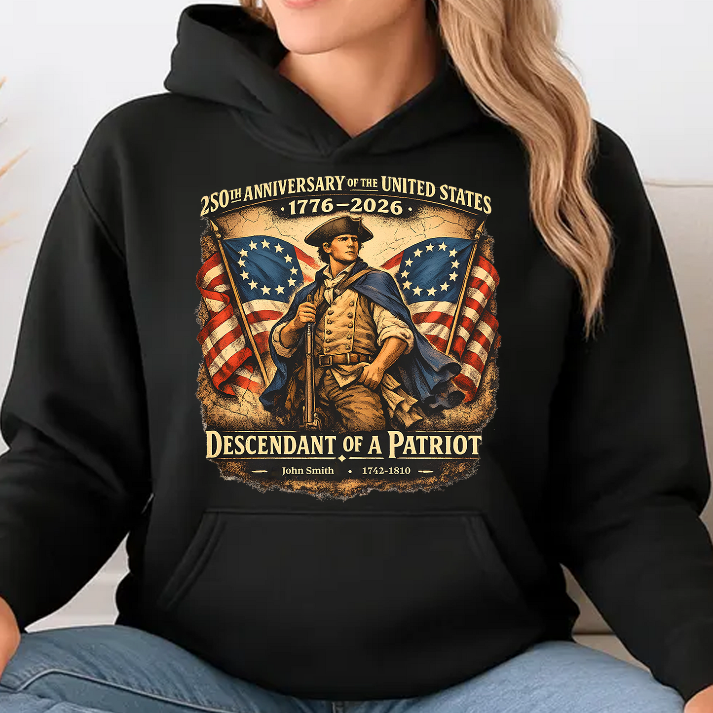 USA 250th Anniversary 1776 - 2026 Dark Shirt | Personalized Descendant Of A Patriot Shirt 684418