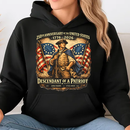 USA 250th Anniversary 1776 - 2026 Dark Shirt | Personalized Descendant Of A Patriot Shirt 684418
