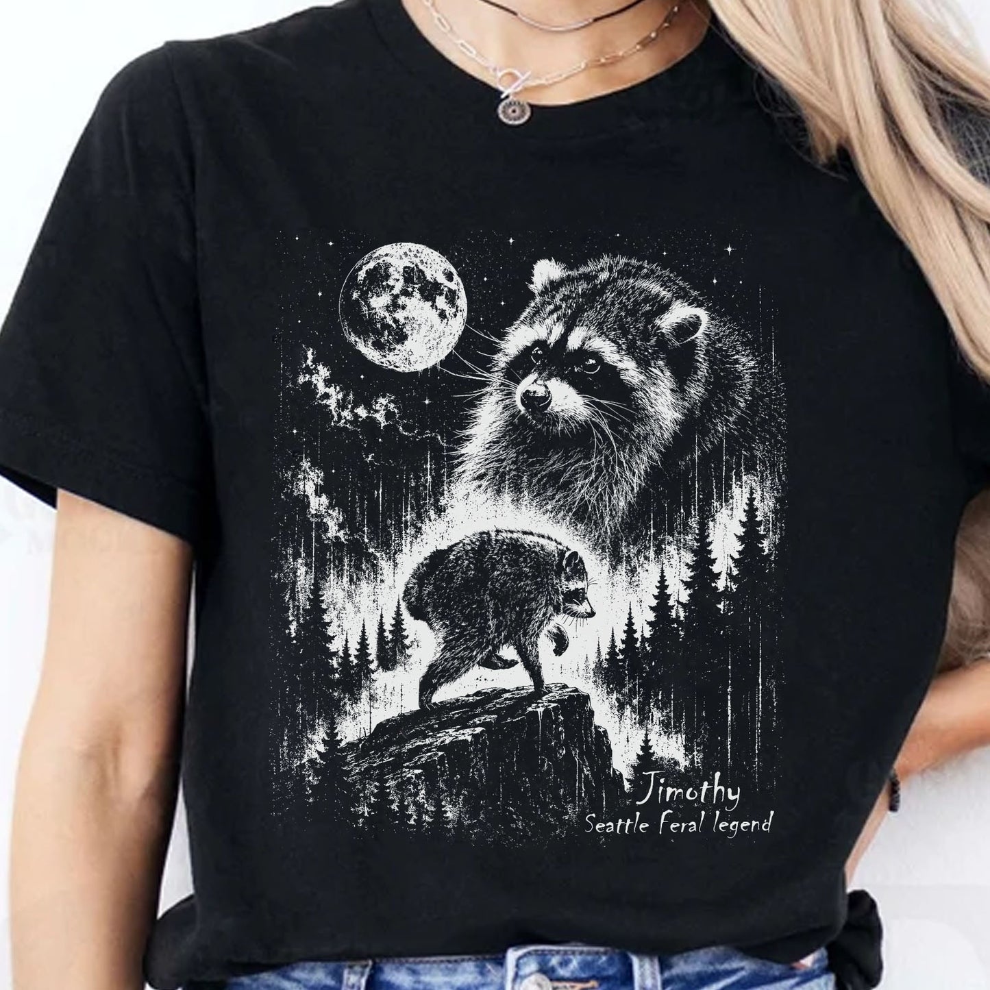 Vintage Jimothy Raccoon Seattle Feral Legend Dark Shirt, Funny Raccoon Tee 685682