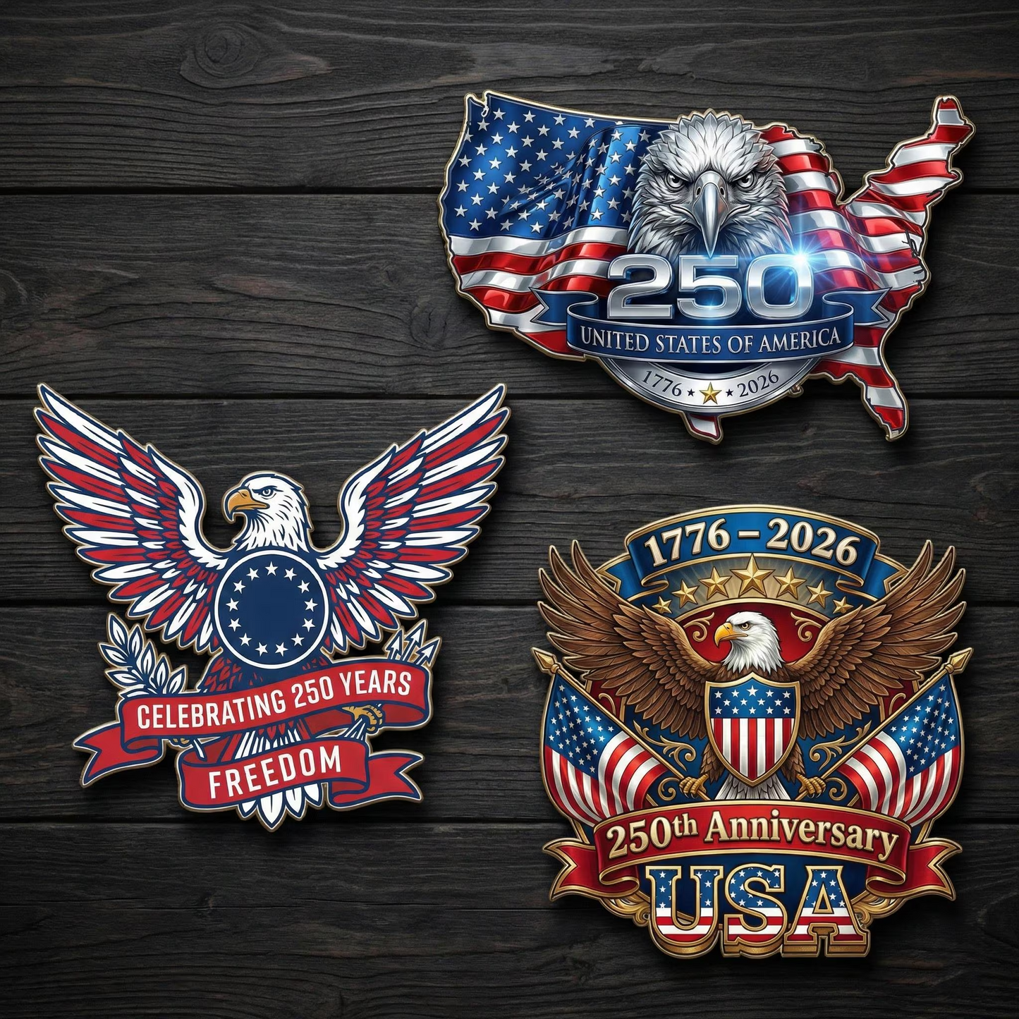 250 Years USA Anniversary Lapel Pin | Pack Of 10 Semiquincentennial Patriotic Pins 684625