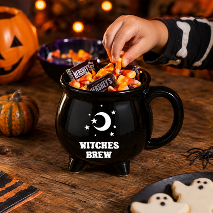 Witches Brew Cauldron Mug, Witch Black Ceramic Coffee Mug, Spooky Halloween Gift 685783