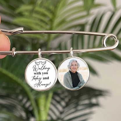 Walking With You Today & Always | Personalized Memorial Graduation Pin | Memorial Pin | Custom Photo Charm 684863