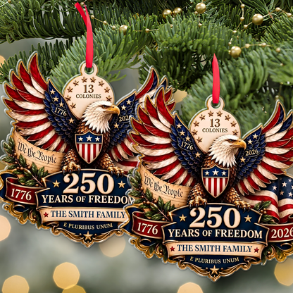 Personalized USA 250 Years Of Freedom Acrylic Ornament, Patriotic Christmas Tree Decoration 686457