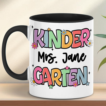 Personalized Kindergarten Teacher Mug | Back to School White Mug Accent Mug | Custom Mug for Teachers 682576
