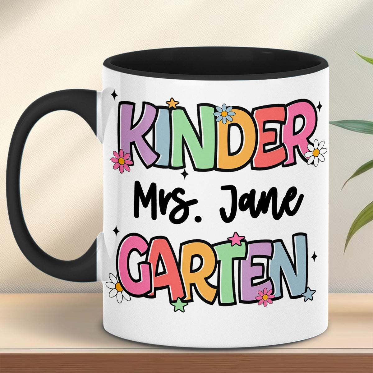 Personalized Kindergarten Teacher Mug | Back to School White Mug Accent Mug | Custom Mug for Teachers 682576