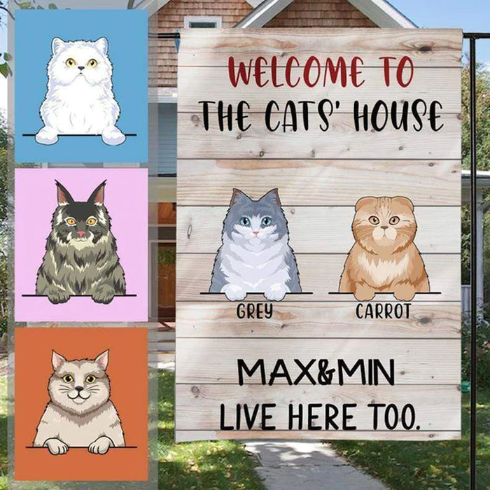 Welcome To The Cat's House Personalized Custom Cat Garden Flag
