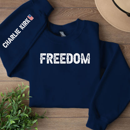 Charlie Kirk Patriot Freedom Sweatshirt | Charlie Kirk Sleeve Right Print Sweater 682958