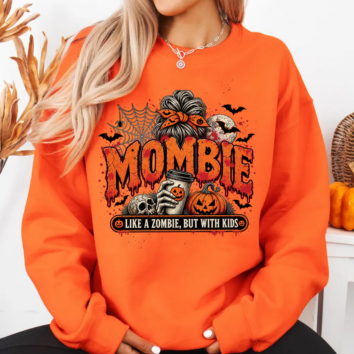 Like A Zombie But With Kids Bright Sweater | Spooky Mombie Tee | Vintage Halloween Shirt 686348