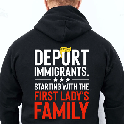 Funny Anti Trump "Deport Immigrants" Political Satire Backside Dark Shirt, Funny Quote Tee 685742