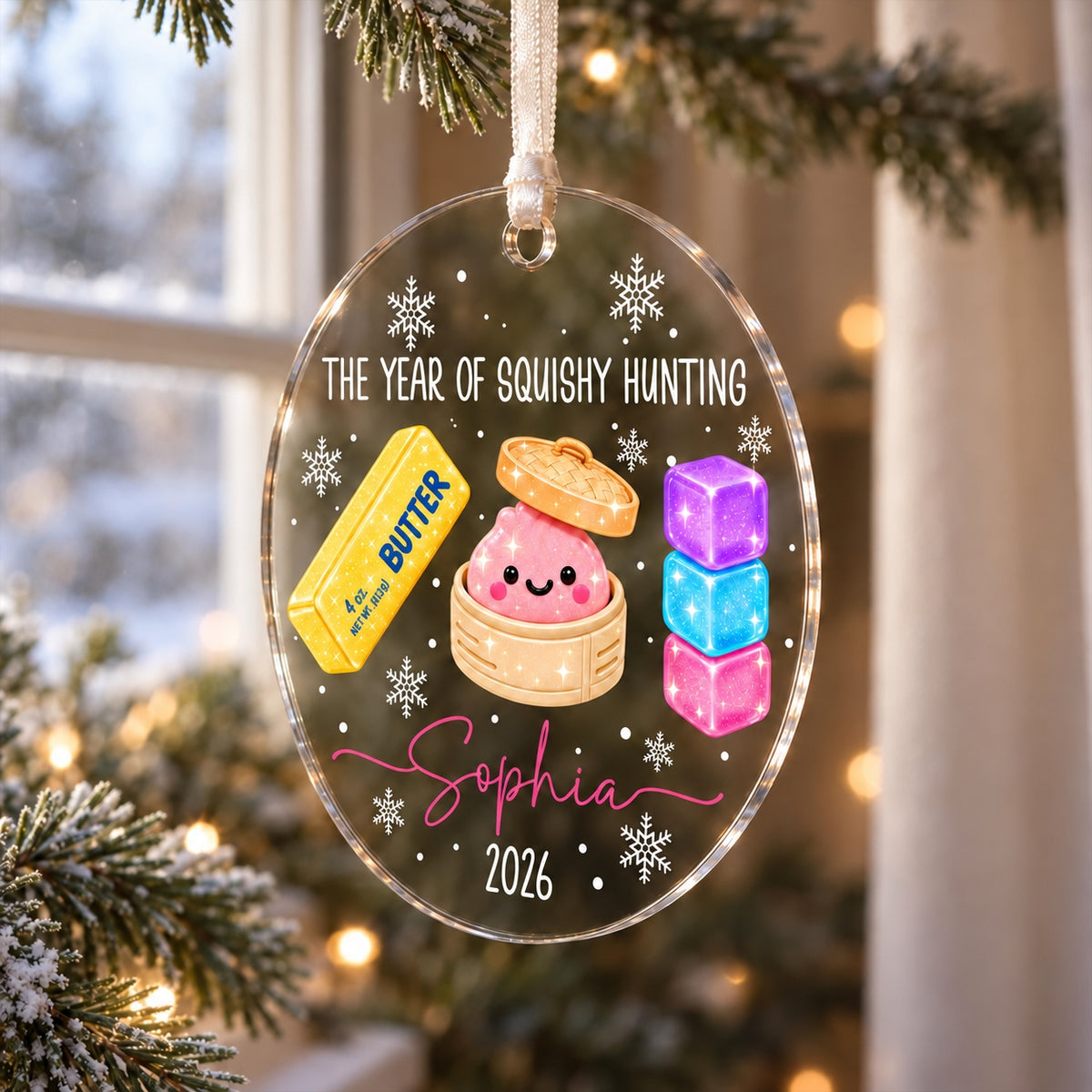 Personalized Squishy Acrylic Ornament, Custom Kids Name Year Of Squishy Hunting Christmas Gift 686441 WFD