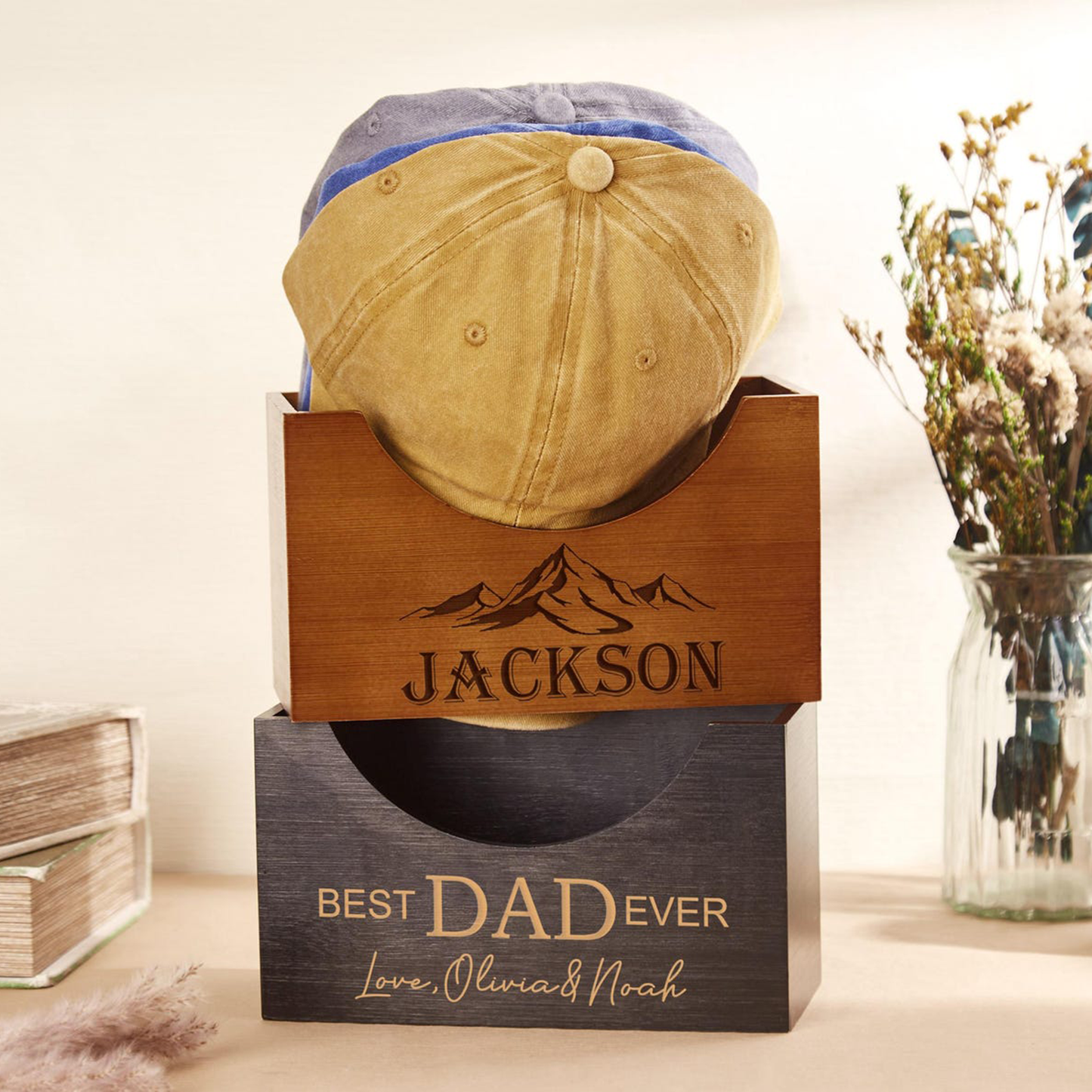 Custom Name Hat Holder, Personalized Father's Day Gift, Unique Gift For Dad 685109