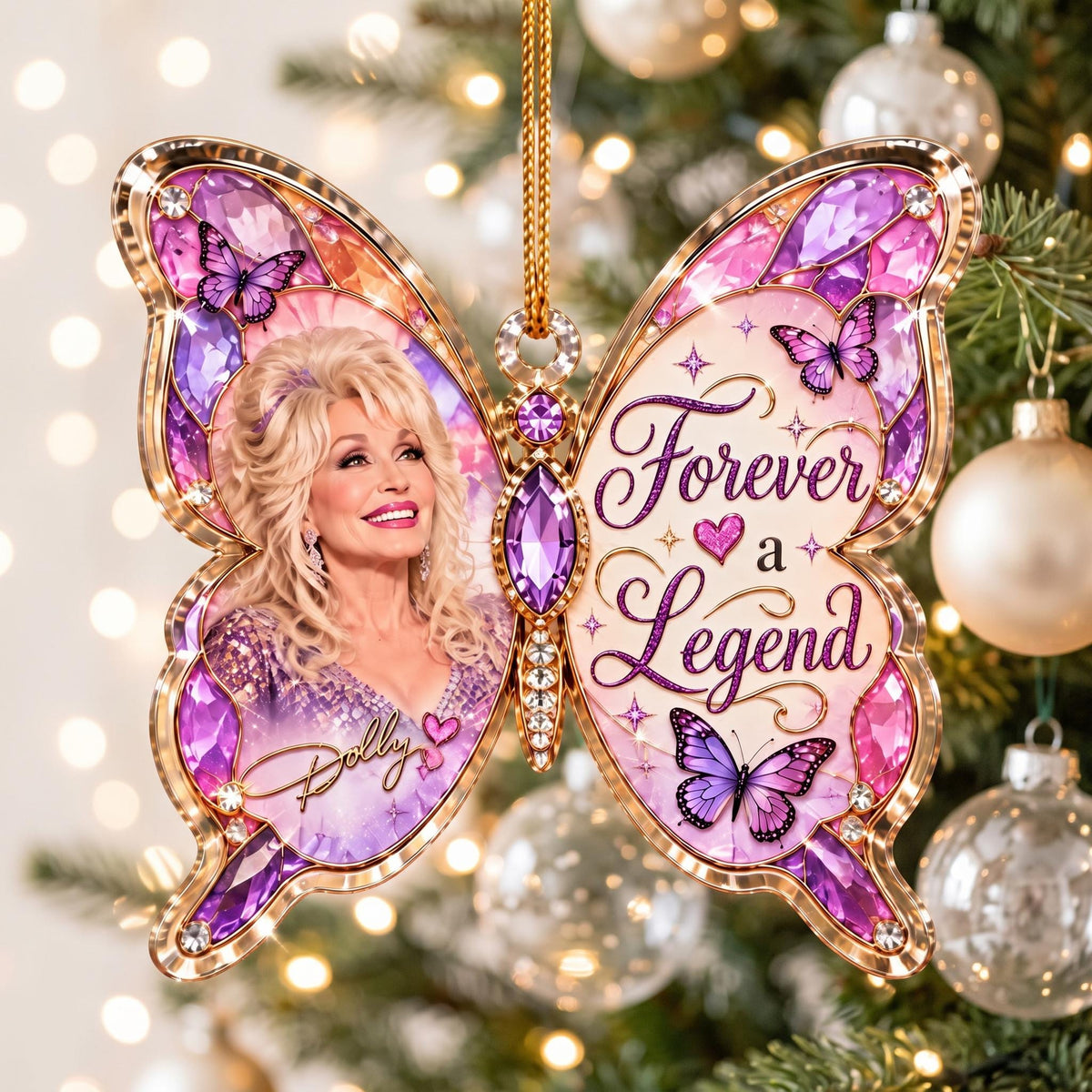 Dolly Parton Memorial Christmas Acrylic Ornament, Butterfly Christmas Keepsake Gift 686522 WFD