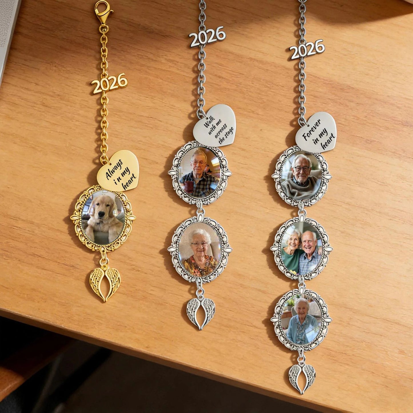 Custom Photo Bouquet Charm | Personalized Graduation Keepsake | Angel Wing Tassel Hanging For Grad Cap 684881