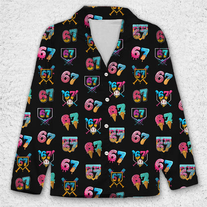 Funny Six Seven Meme Pajama Set | 6 7 Christmas Sleepwear | Trendy Teen Slang Loungewear Gift for Men Women 683672