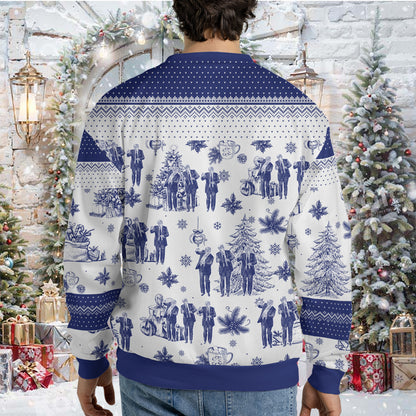 Funny Trump Dancing Toile De Jouy Ugly Sweater, President Donald Trump Christmas All-Over-Printed Sweatshirt, Republican Gift 683511 - GOP