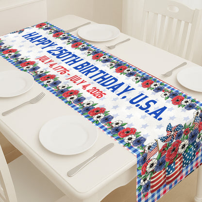 250 Year Anniversary Table Runner | Commemorating America’s 250th Anniversary 1776–2026 | USA Independence Home Decor 683625