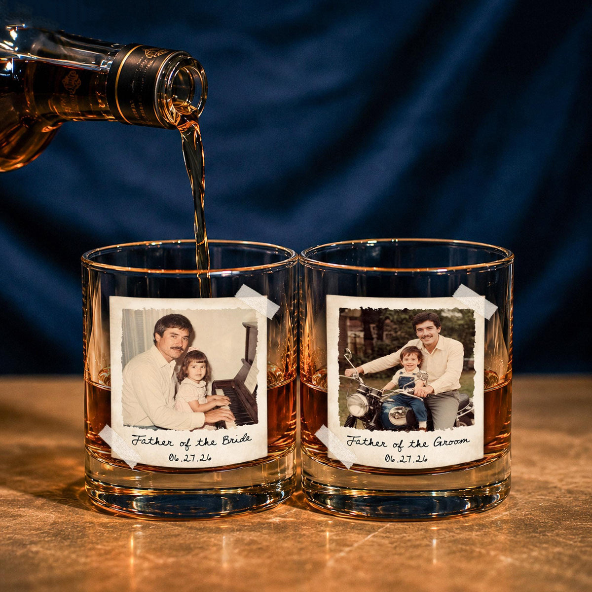 Custom Photo Polaroid Whiskey Glass, Personalized Wedding Rocks Glass, Gift For Dad 686521 WFD