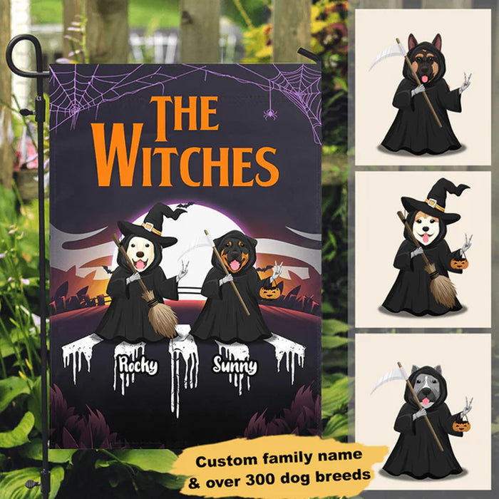Halloween The Witches Dog Personalized Custom Garden Flag
