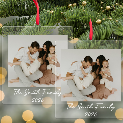 Custom Family Photo Portrait Acrylic Ornament, Personalized Christmas Keepsake Gift 686449