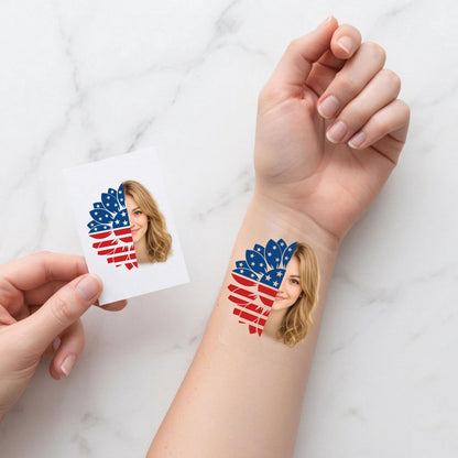Custom Photo America 250 Temporary Tattoos | Personalized USA 250th Anniversary Tattoos | Patriotic Hat & Emoji Style Tattoos 685268