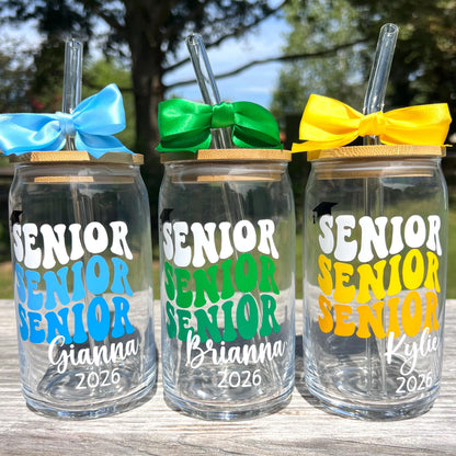 Custom Name Senior 2027 Glass Cup | Personalized Graduation Tumbler | Back To School Gift For Senior 685688 WFD