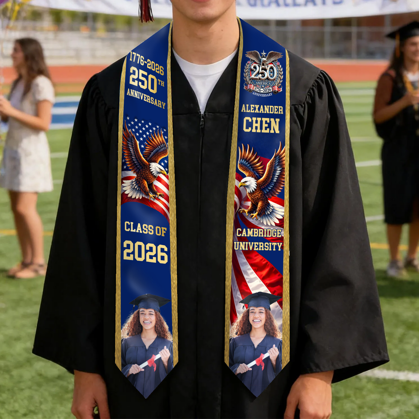 Custom Photo America 250th Anniversary Graduation Stole | Class Of 2026 Stoles Sash | Patriotic Graduation Gift, Senior Gift 684495