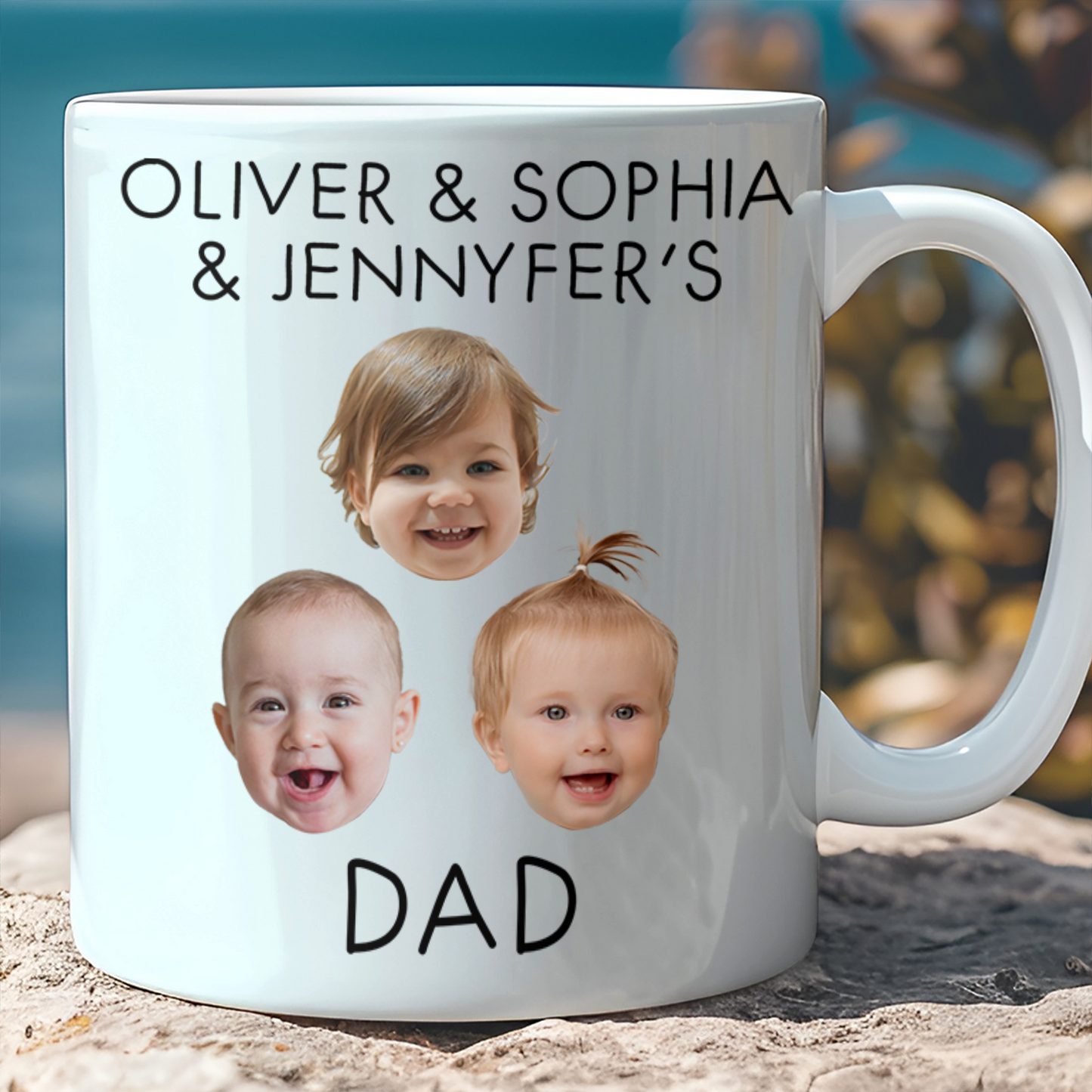 Custom Photo White Mug Gift For Family, Personalized Coffee Mug, Father's Day White Mug Accent Mug 684966