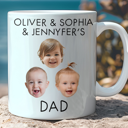 Custom Photo White Mug Gift For Family, Personalized Coffee Mug, Father's Day White Mug Accent Mug 684966