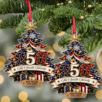Personalized America 250th Anniversary Acrylic Ornament | Custom Name Patriotic Family Christmas Tree Decor 685752