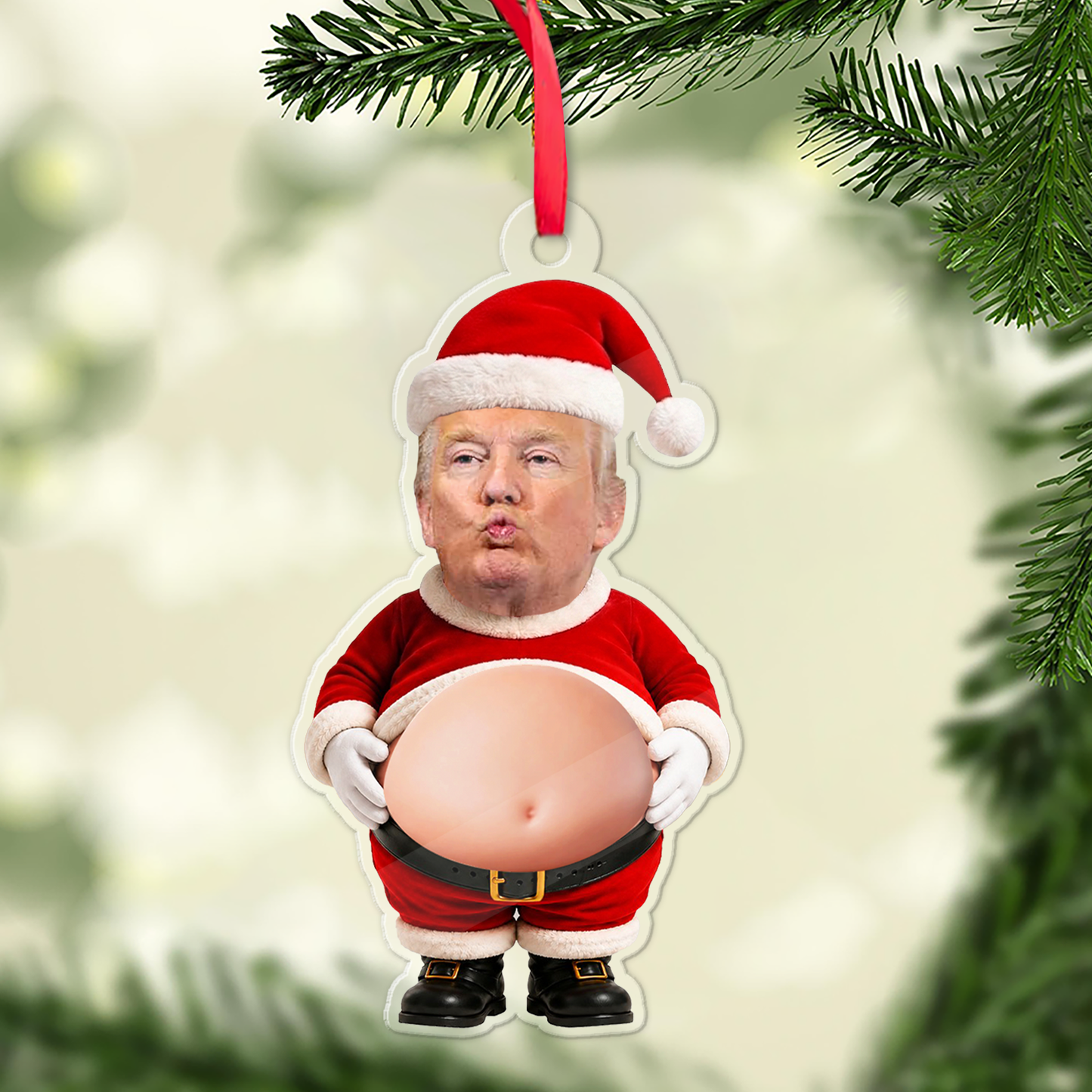 Personalized Trump Santa Squishy Acrylic Ornament, Funny Christmas Tree Decor 686015