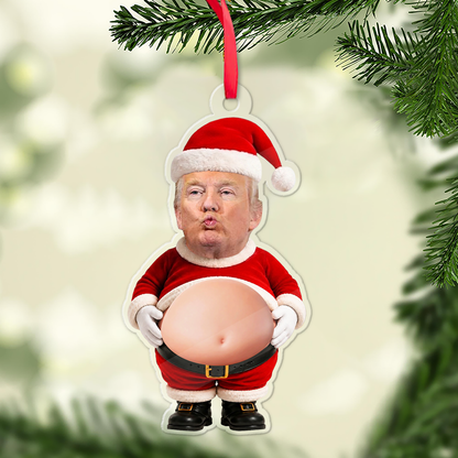 Personalized Trump Santa Squishy Acrylic Ornament, Funny Christmas Tree Decor 686015
