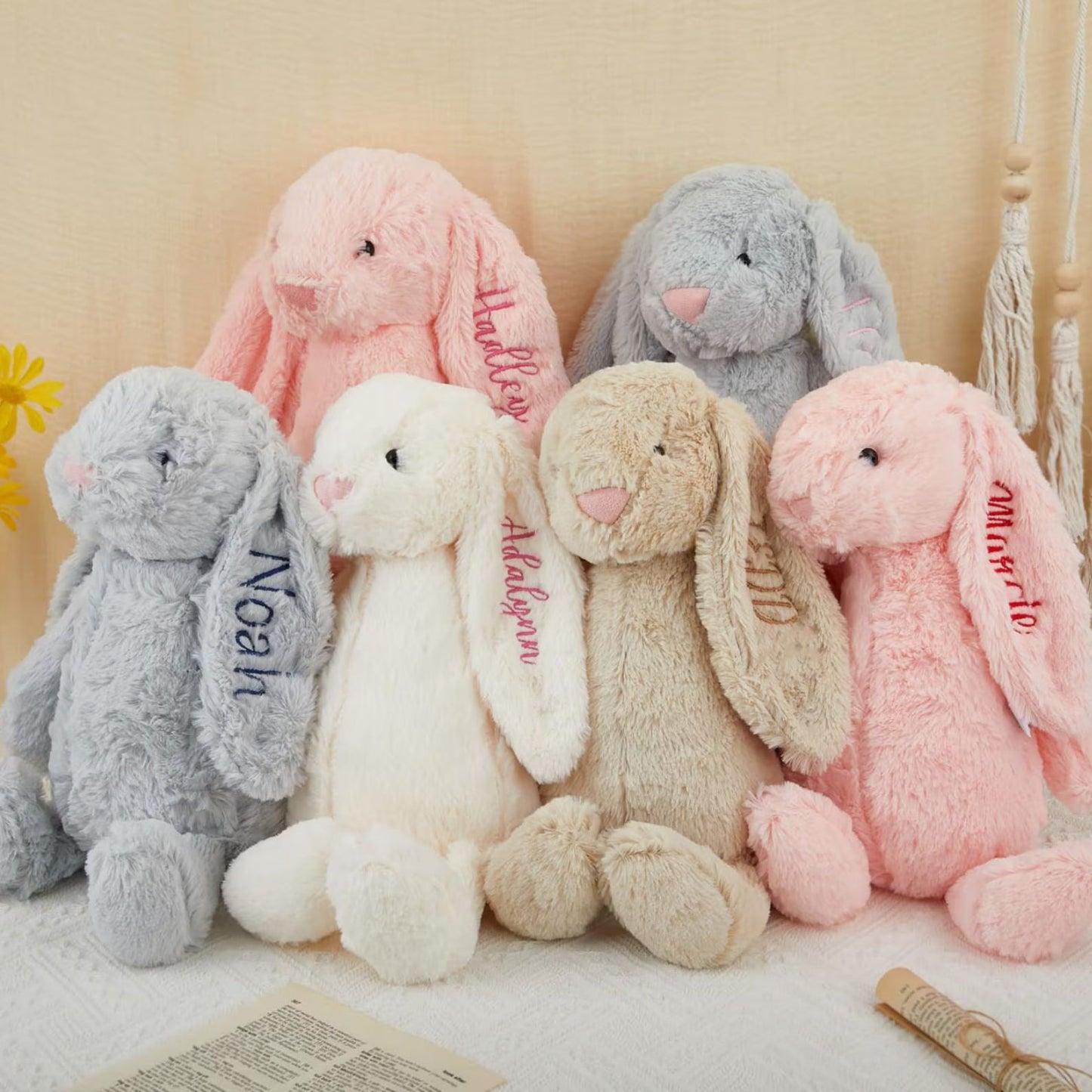 Personalized Embroidered Plush Bunny Rabbit Toy | Custom Name Bunny Toy | Easter Gift 684379