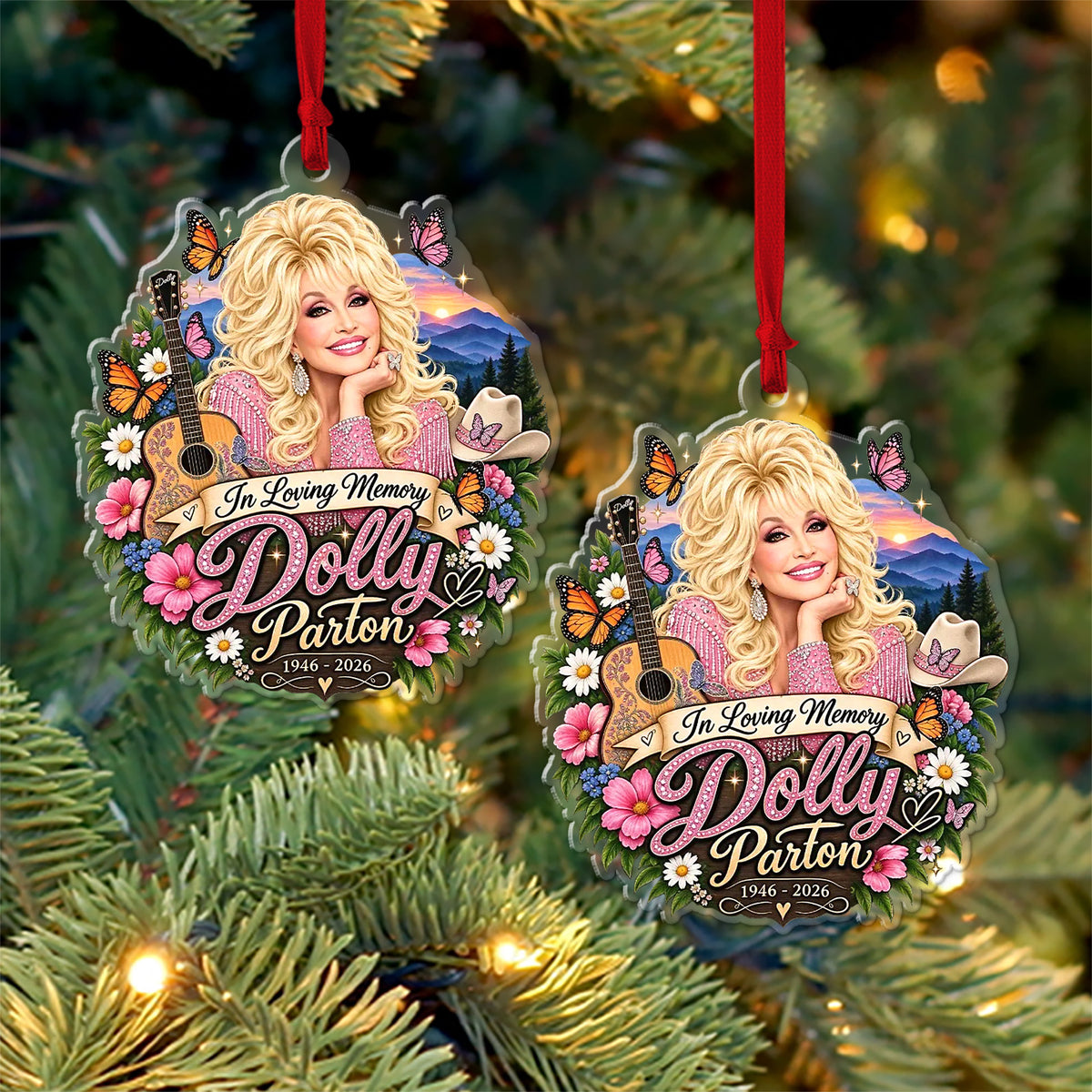In Loving Memory Dolly Parton Acrylic Ornament, Country Music Christmas Ornament, Dolly Fan Gift 686148