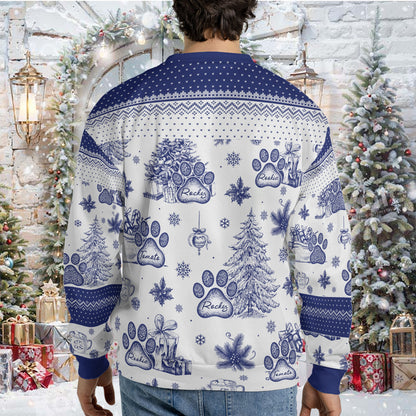 Custom Dogs Name Toile De Jouy Ugly Ugly Sweater | Personalized Christmas All-Over-Printed Sweatshirt | Gift For Dog Lovers 683510