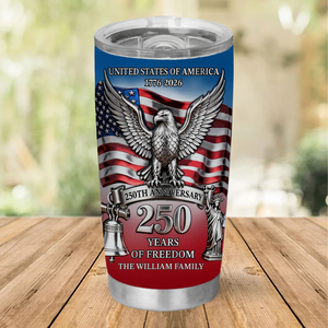 Personalized USA 250 Years Anniversary Curved Tumbler | Custom Name 4th Of July 20oz Tumbler 684619