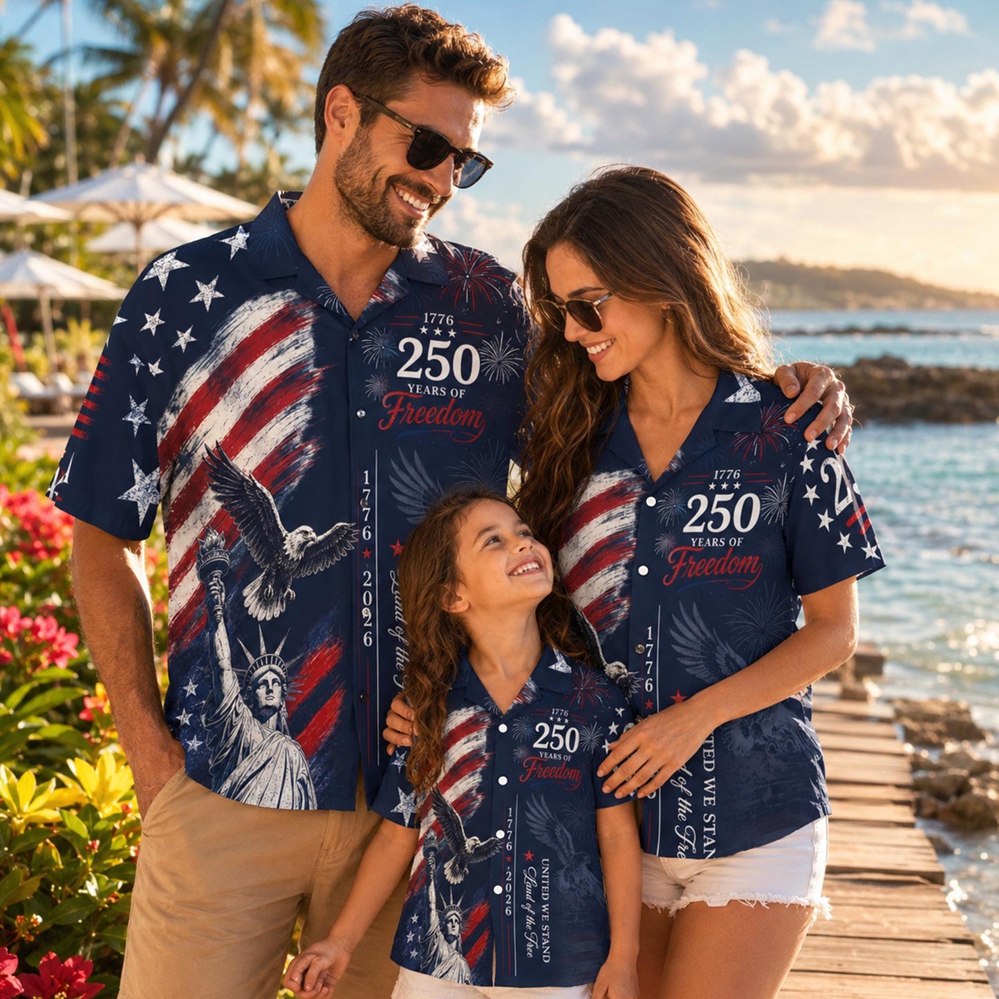 Retro USA 250 Years Of Freedom Hawaiian Shirt, Patriotic 1776-2026 Eagle AOP Hawaii Shirt, Independence Day Gift 685335 WFD