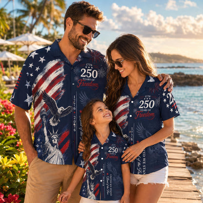 Retro USA 250 Years Of Freedom Hawaiian Shirt, Patriotic 1776-2026 Eagle AOP Hawaii Shirt, Independence Day Gift 685335 WFD